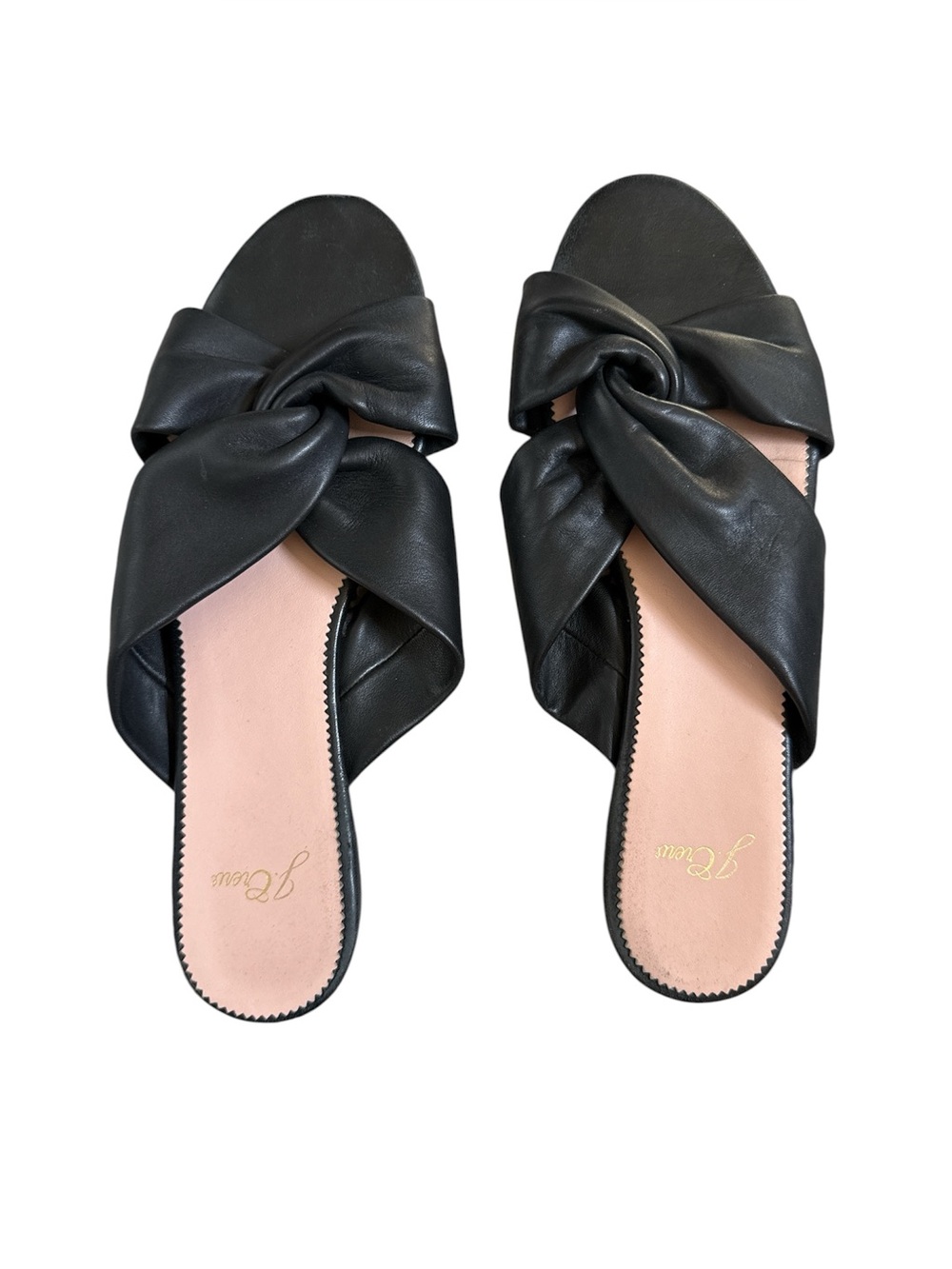 J Crew Black Knot-Front Slide Sandals - Women